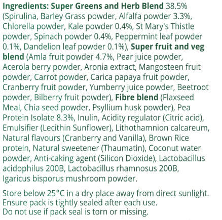 Super Greens - ingredients